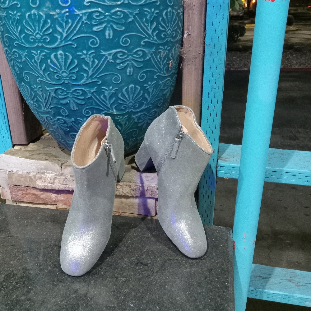 White House Black Market Silver Heeled Boots - Picture 3 of 10